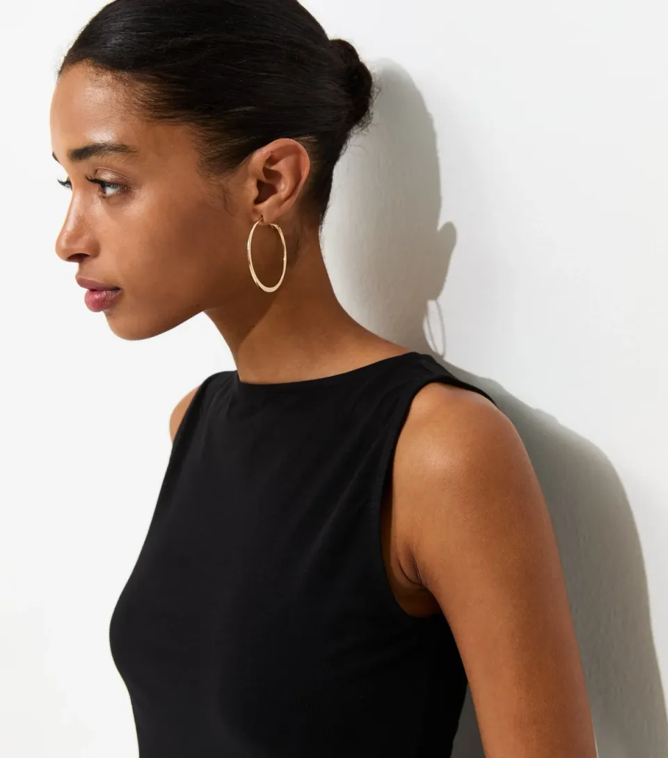 Women's Black Cotton Rich Slash Neck Vest