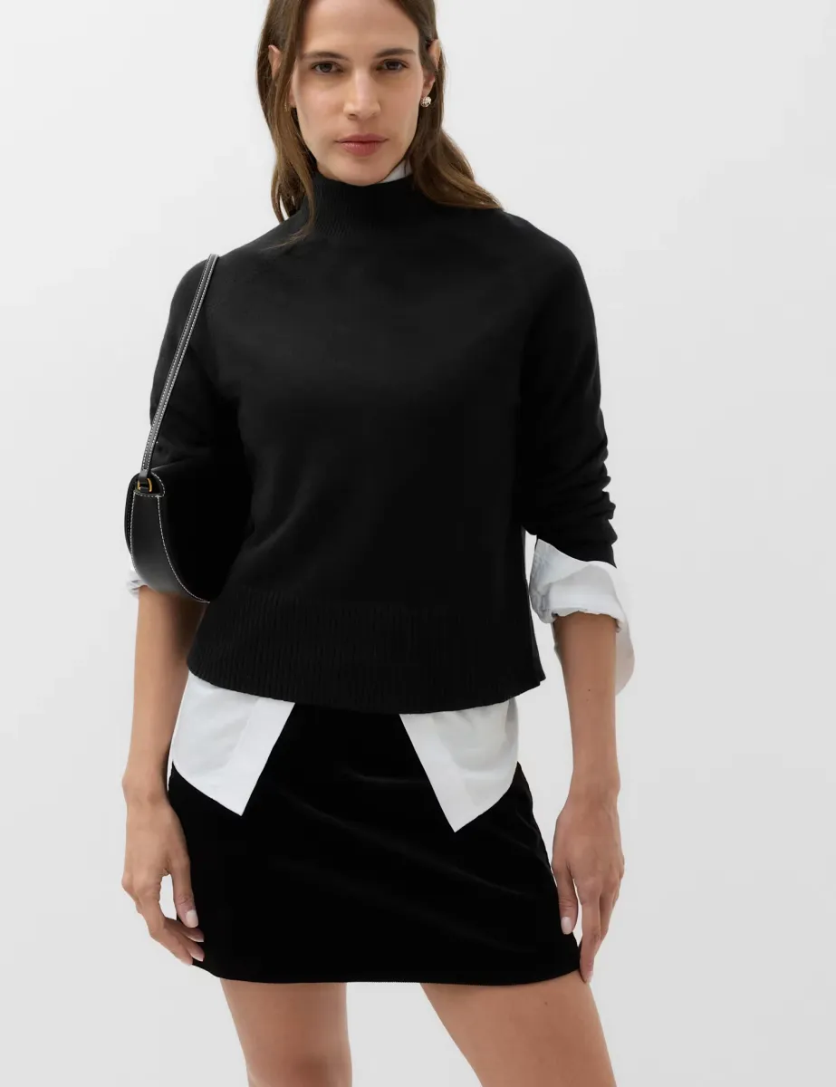 Textured Corduroy Mini Skirt Black
