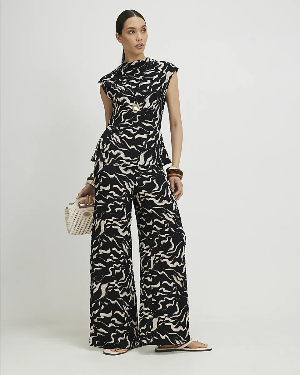 Abstract Wide Leg Trousers