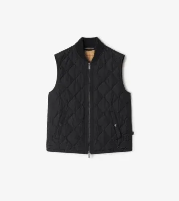 Quilted Nylon Gilet in Black