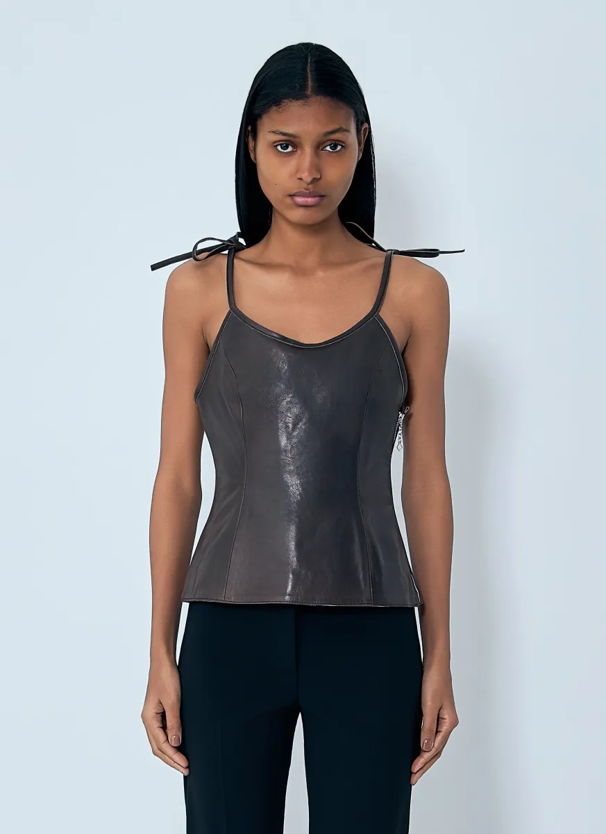 String Leather Tank Top
