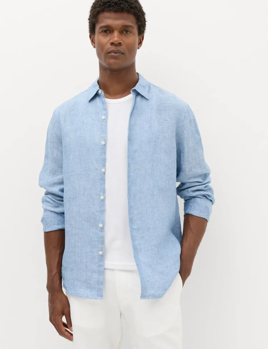 Regular Fit Pure Linen Shirt Chambray