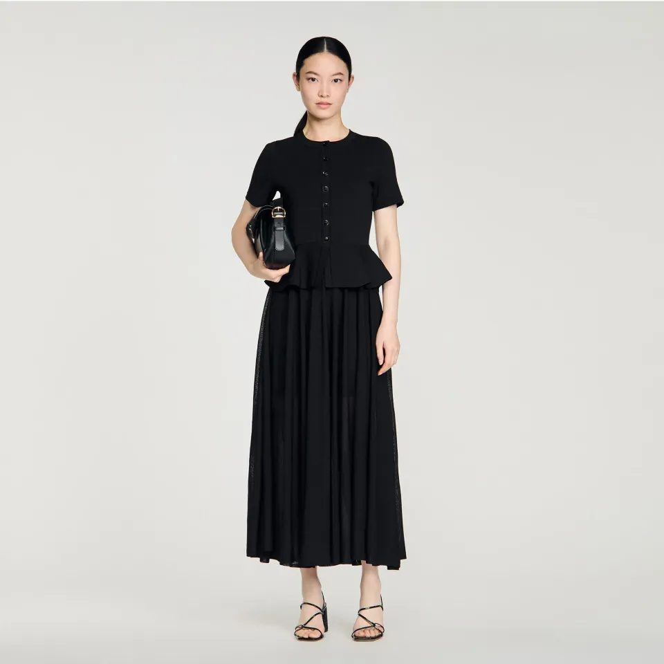 Peplum knit maxi dress