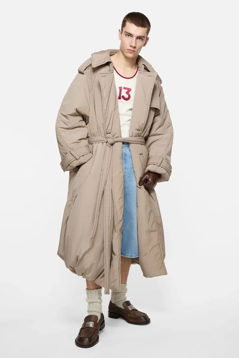 Padded trench coat