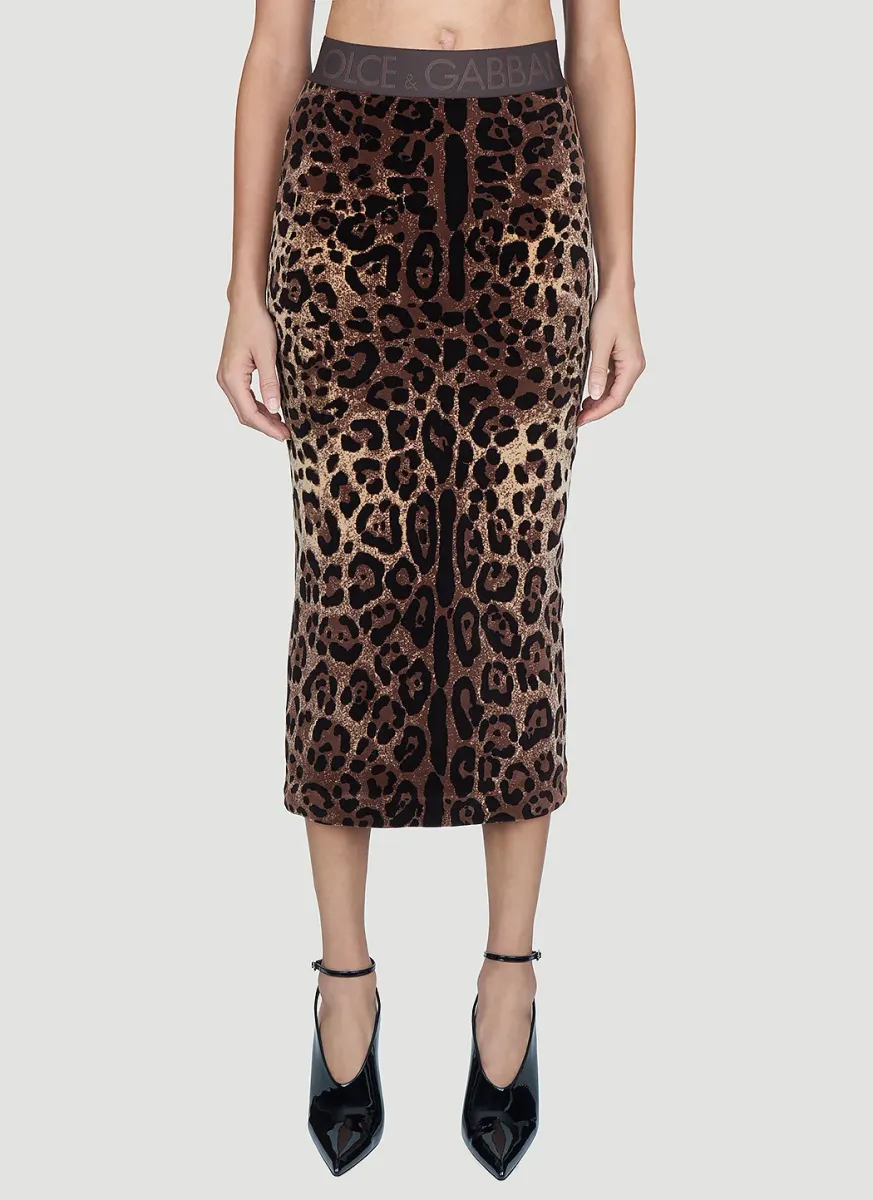 Leopard Print Midi Skirt