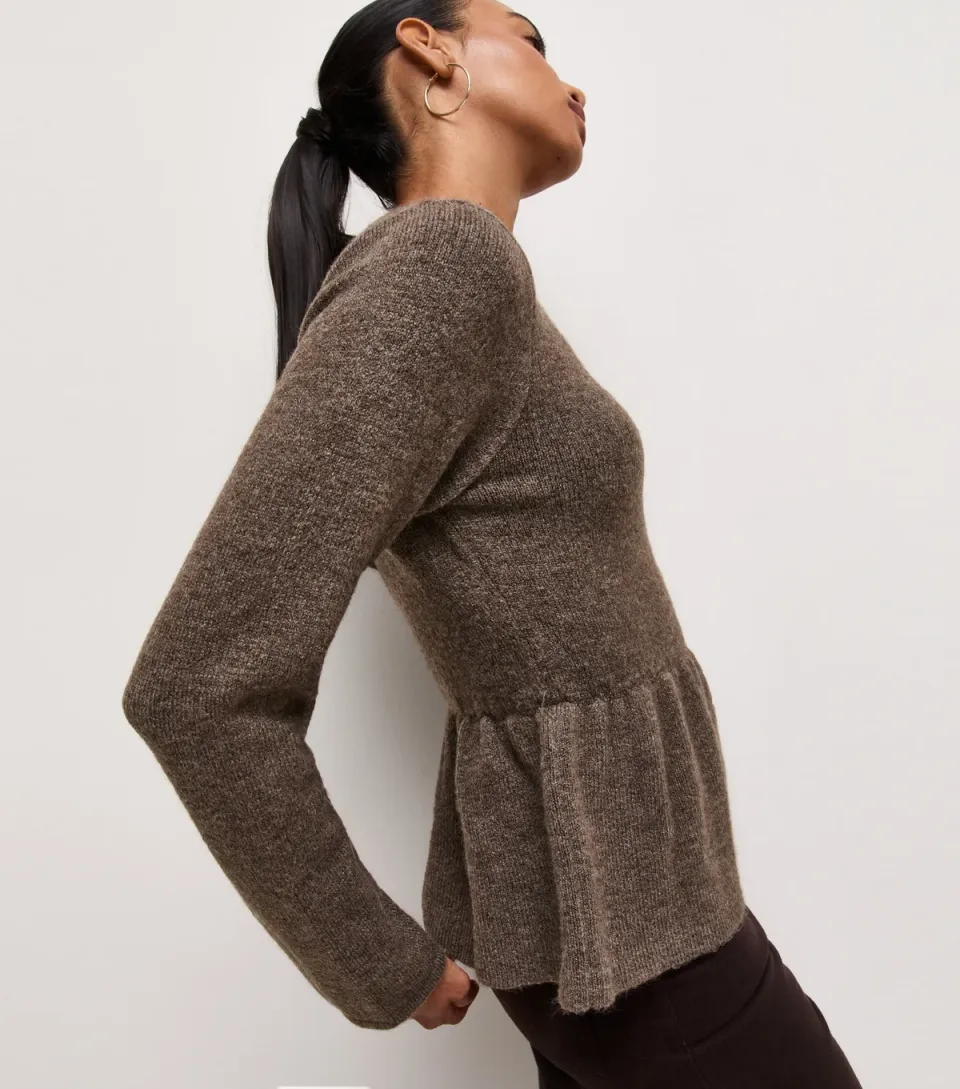 Women's Dark Mink Midweight Peplum Jumper