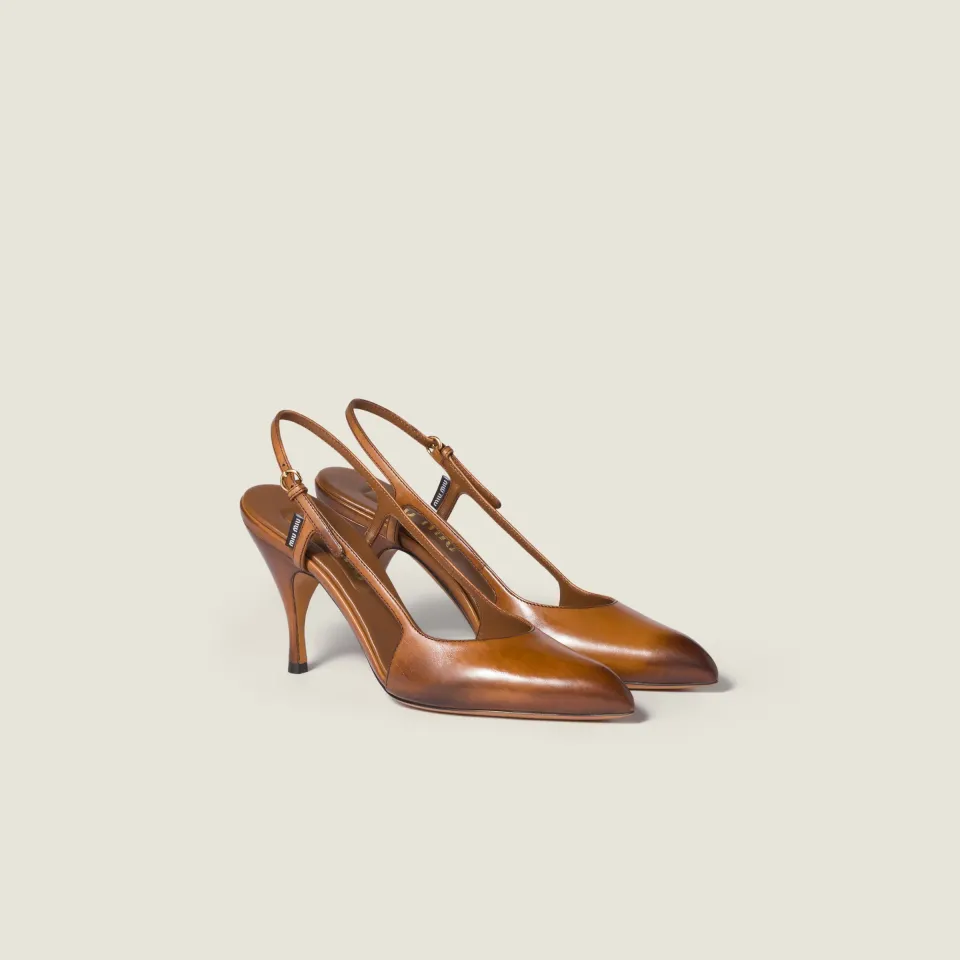 Leather slingback pumps
