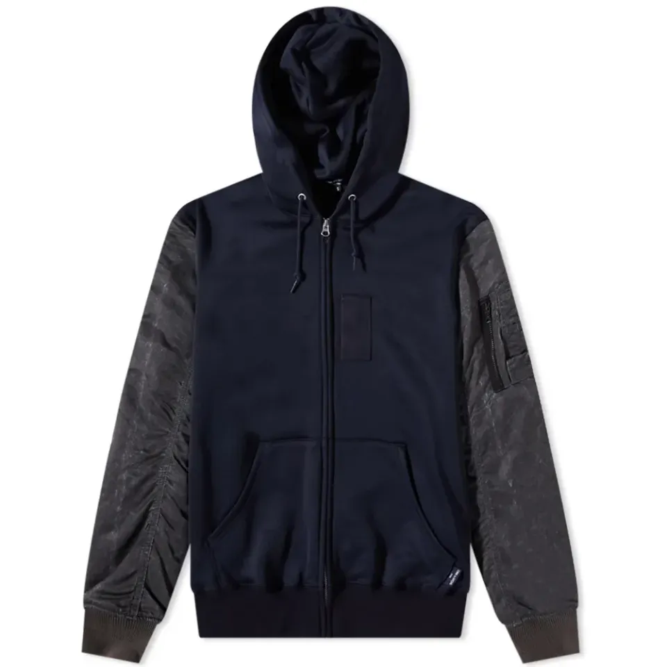 Bomber Sleeve Zip Hoodie
