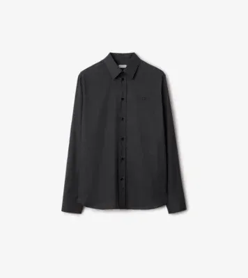 Relaxed Fit Check Cotton Shirt in Storm grey
