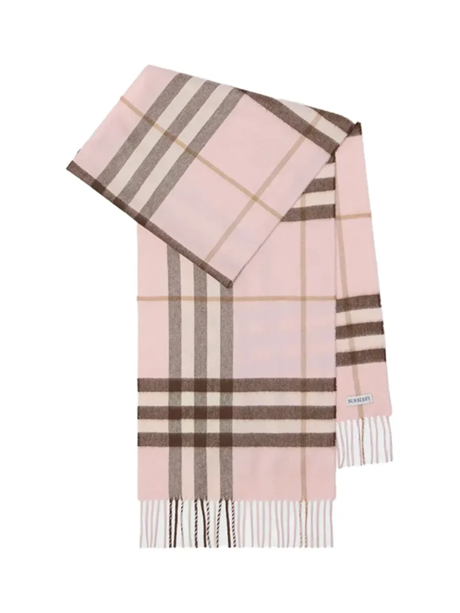 Check Cashmere Scarf Pink