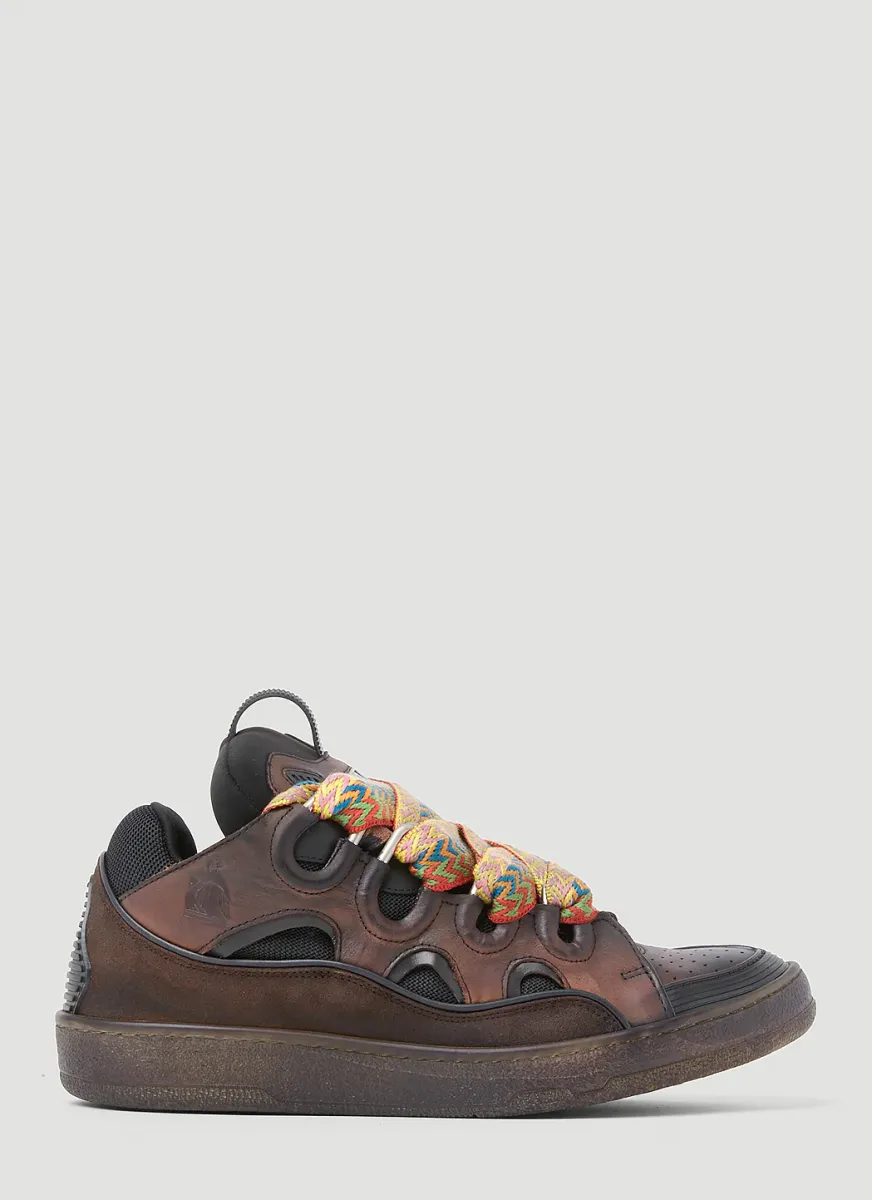 Curb Leather and Glitter Sneakers