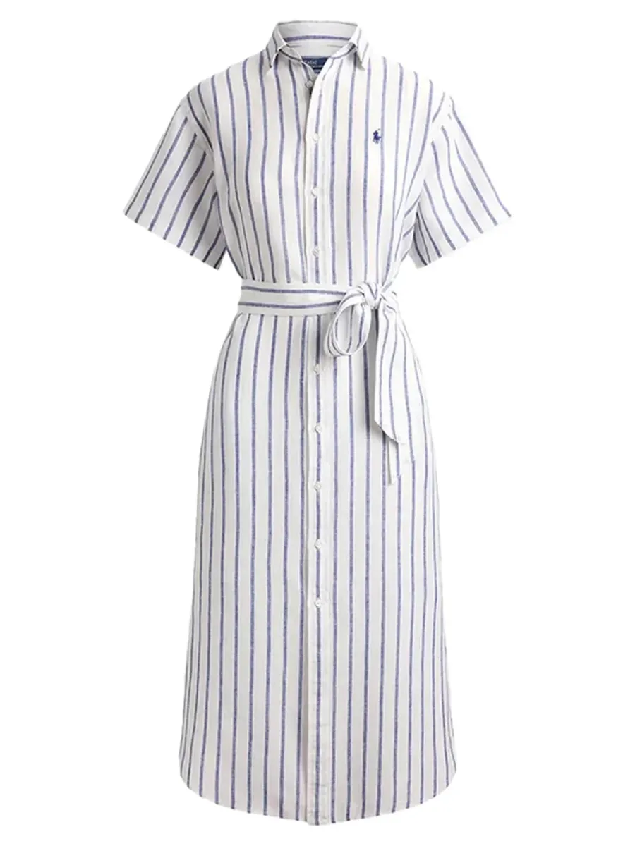Midi Dress White Blue