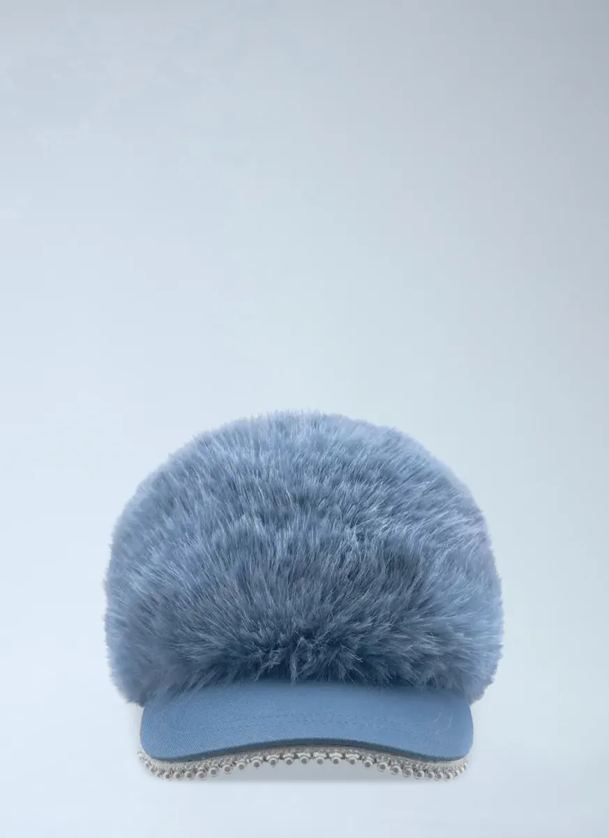 Faux Fur Snowball Baseball Cap