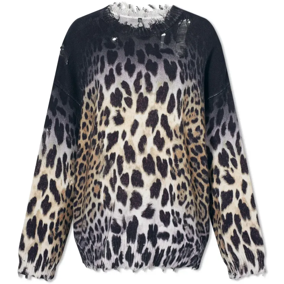 Faded Leopard Oversize Crew Knit