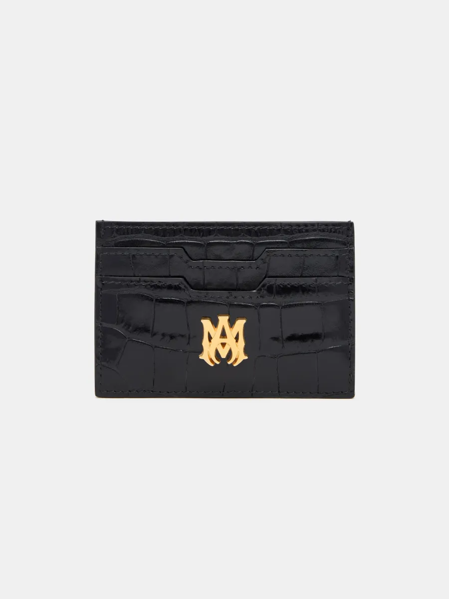 CROC EMBOSSED CARD HOLDER - BLACK