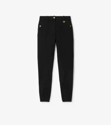 Herringbone Stretch Cotton Jodhpurs in Black