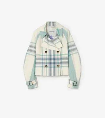 Cropped Check Ladybrook Trench Jacket​ in Tidal blue