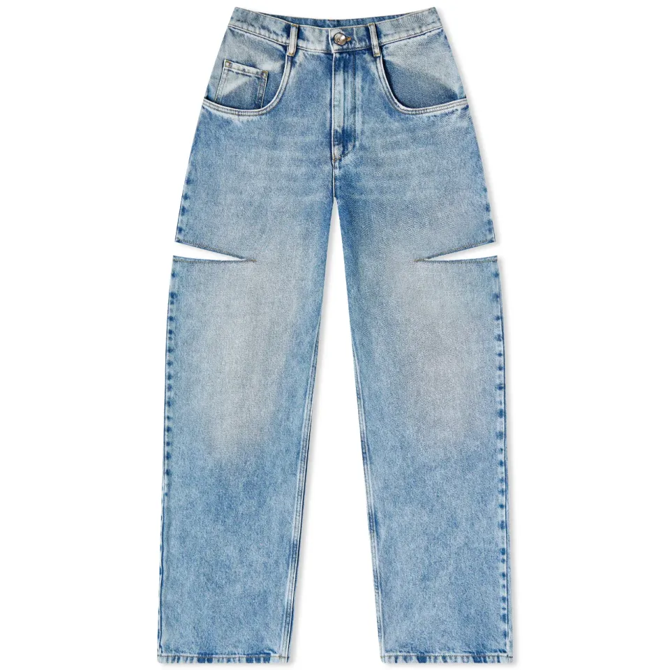 5 Pockets High Rise Baggy Cut Out Jeans