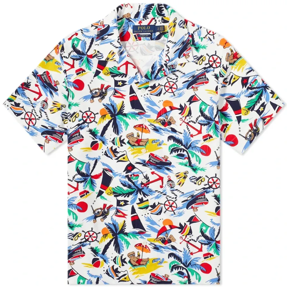 Bearwaiian Print Vacation Shirt