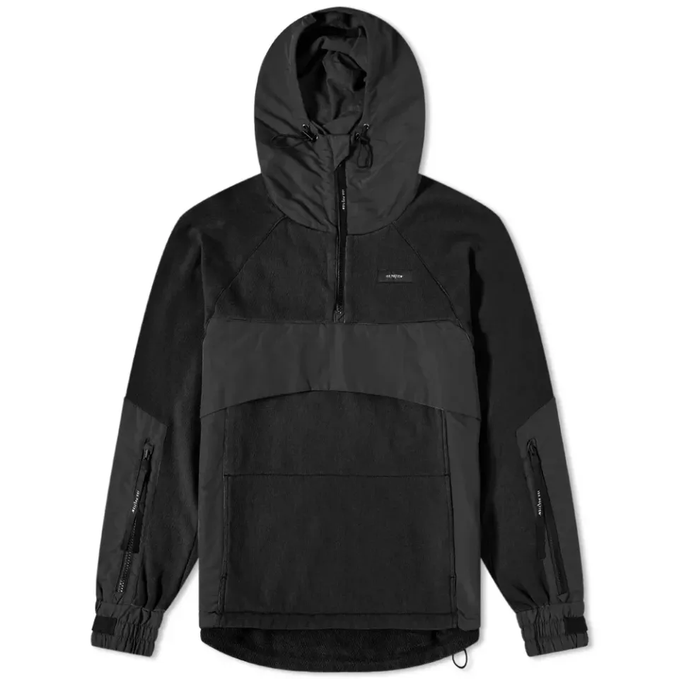 Mixed Fabric Quarter Zip Hoodie