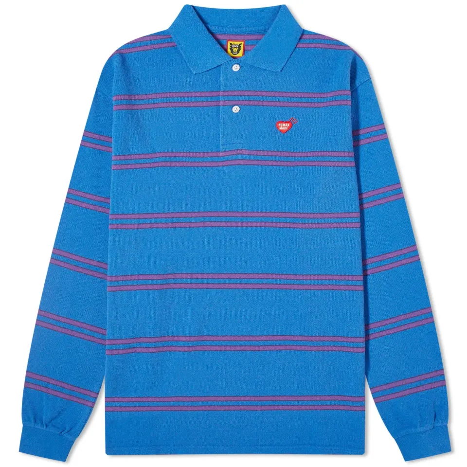Long Sleeve Striped Polo Shirt