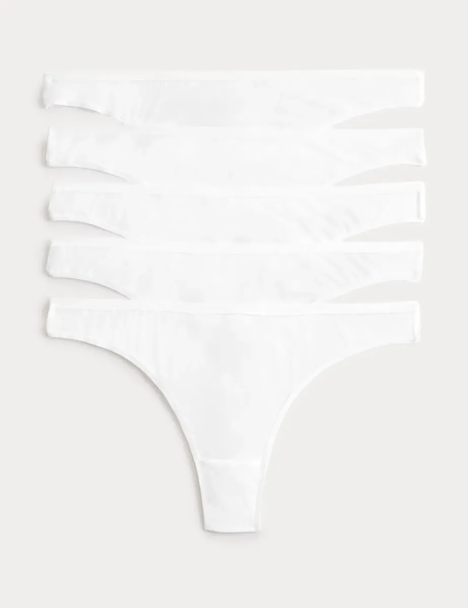 5pk Microfibre Low Rise Thongs Eco White