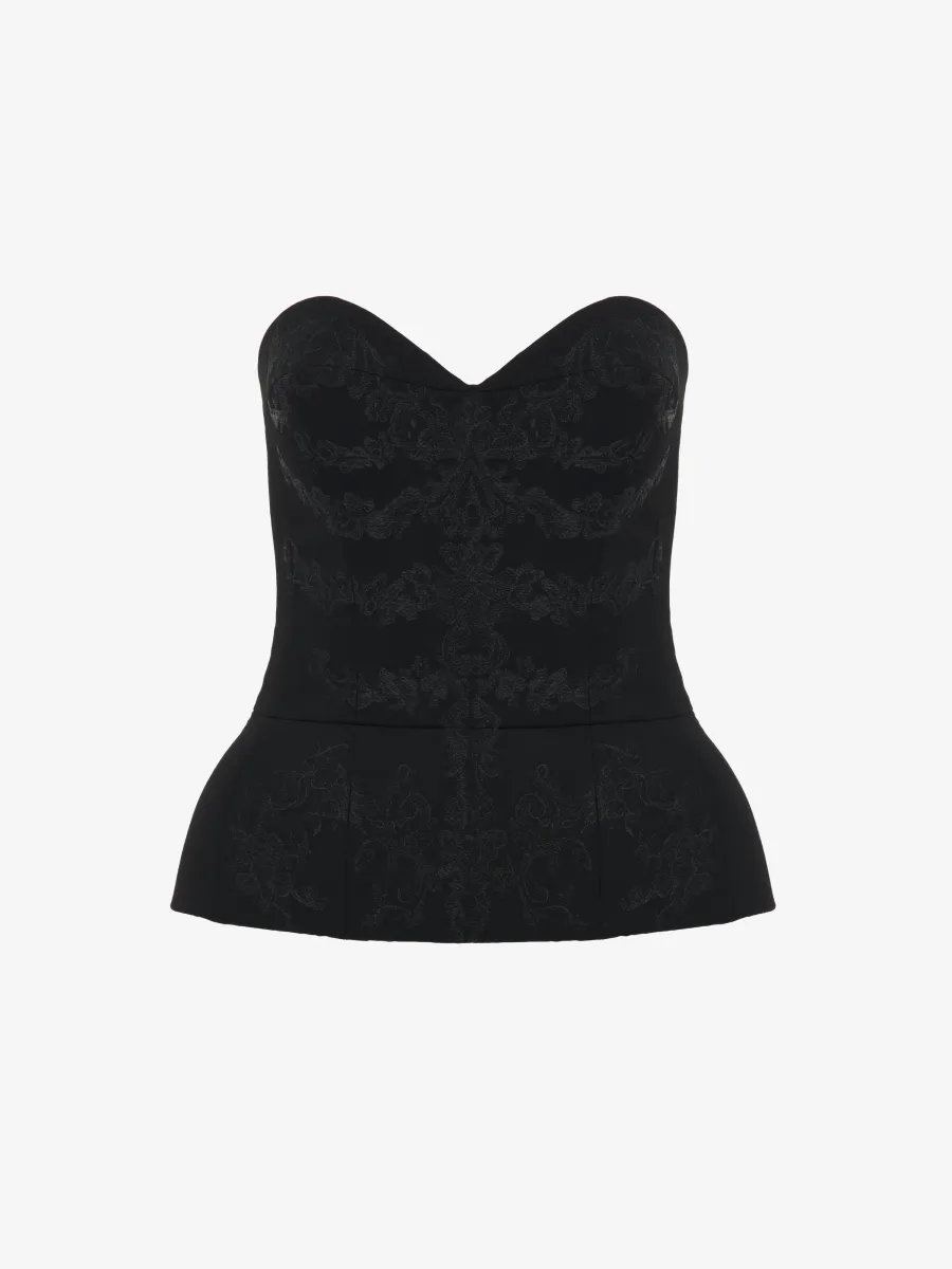 Lace Ribcage Embroidery Corset Top
