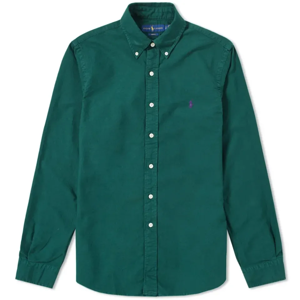 Slim Fit Garment Dyed Button Down Shirt