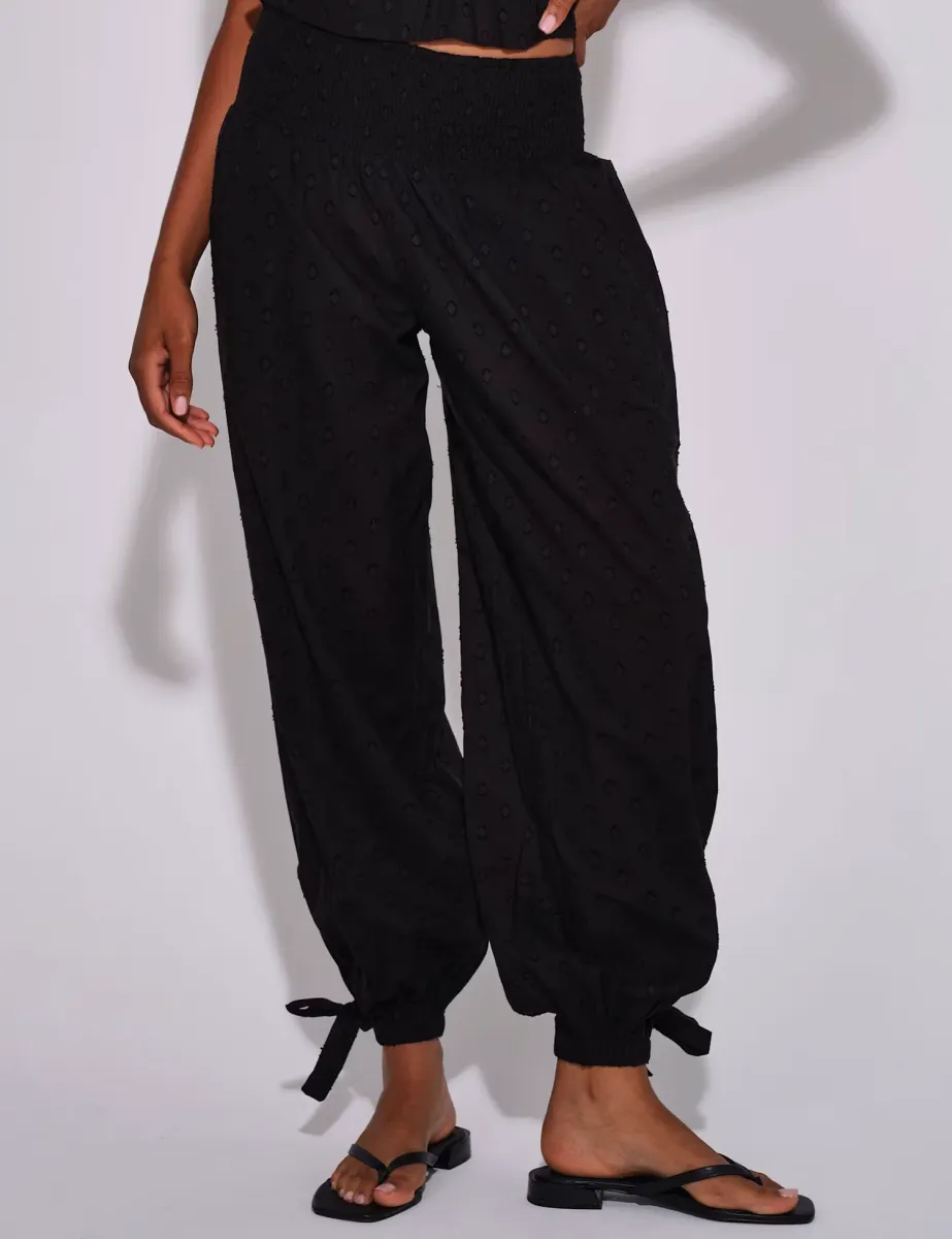 Pure Cotton Dobby Polka Dot Balloon Trousers