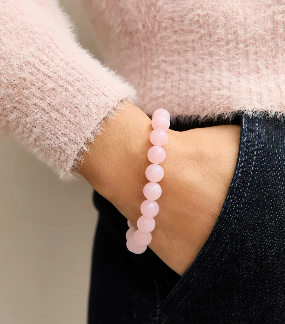 Mid Pink Resin Bead Stretch Bracelet