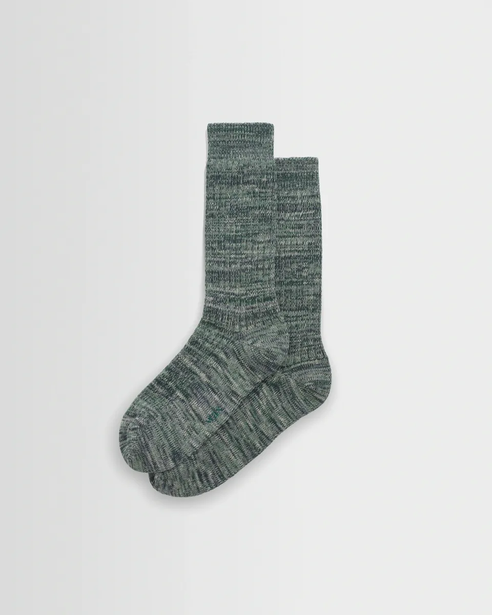 Sandwell - Ecru and Green Twisted Cotton Socks