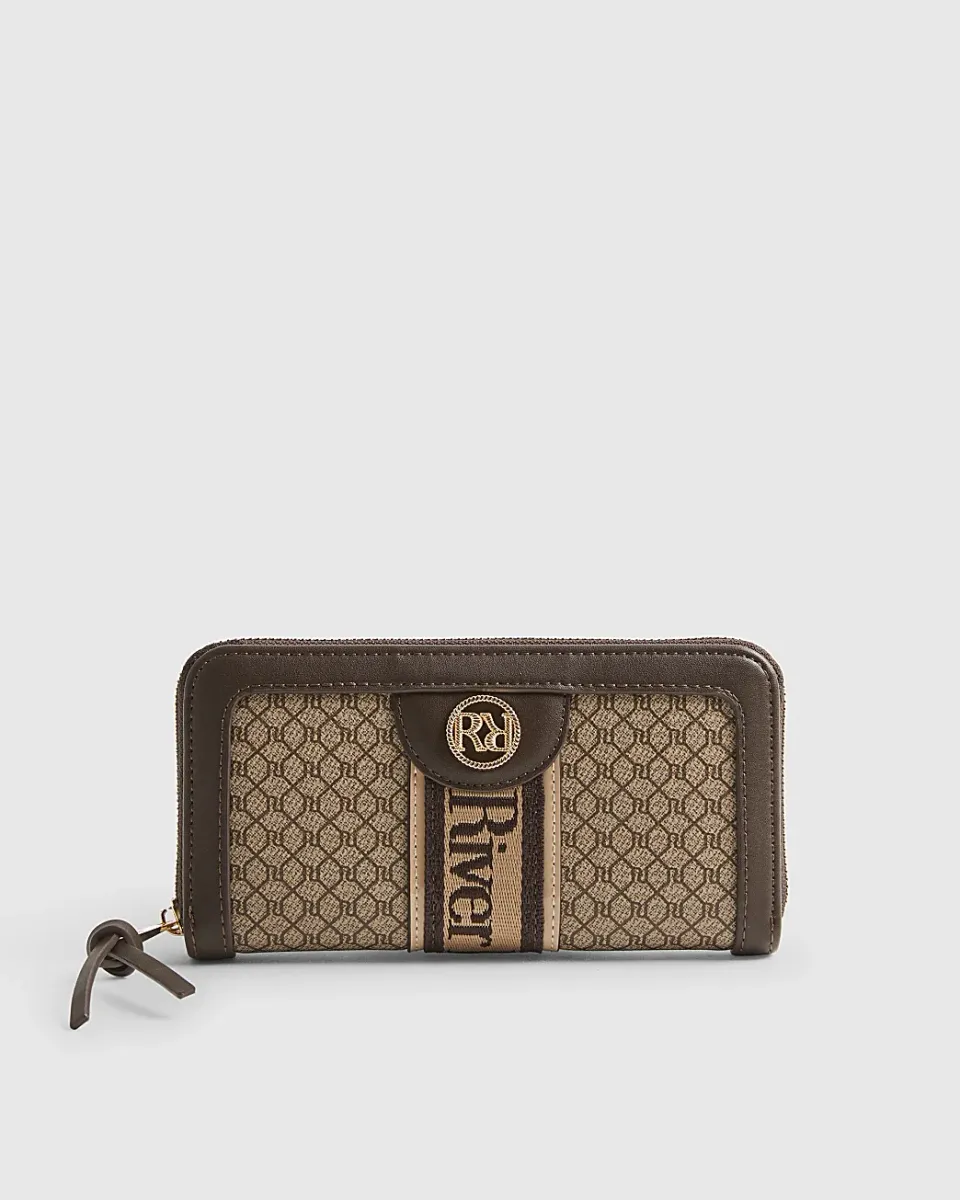 Monogram Print Webbing Front Purse