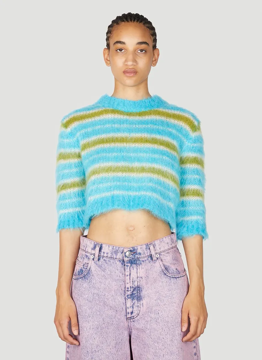 Striped Mohair Crop Sweater