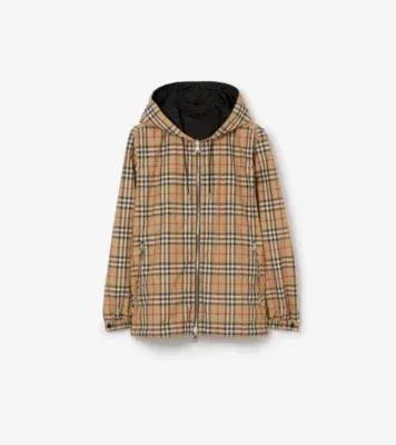 Reversible Check Hooded Jacket in Archive beige - Men, Nylon