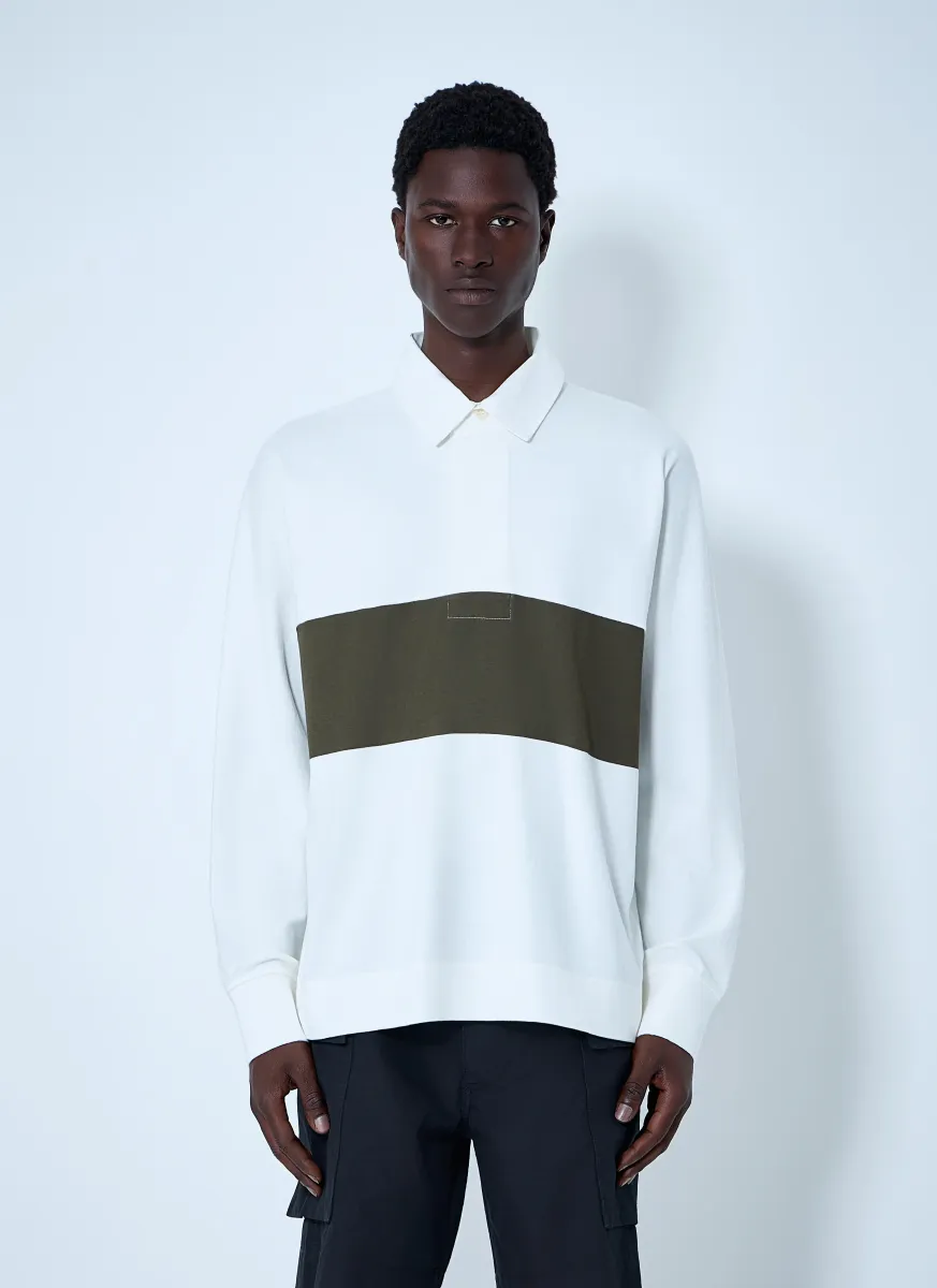 Panelled Long Sleeve Polo Shirt