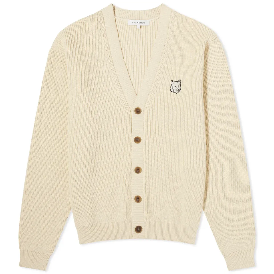 Maison Kitsuné Bold Fox Head Ribbed Cardigan