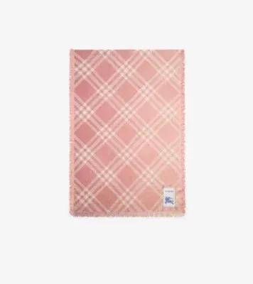 Gradient Check Wool Silk Scarf in Compact pink