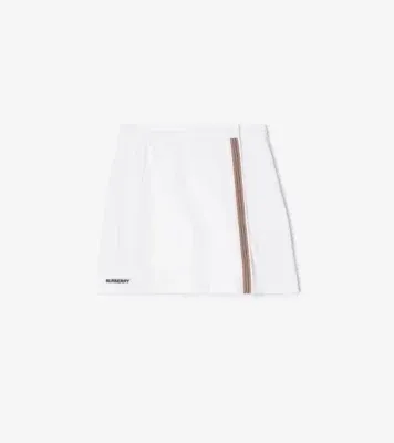 Icon Stripe Stretch Cotton Skort in White