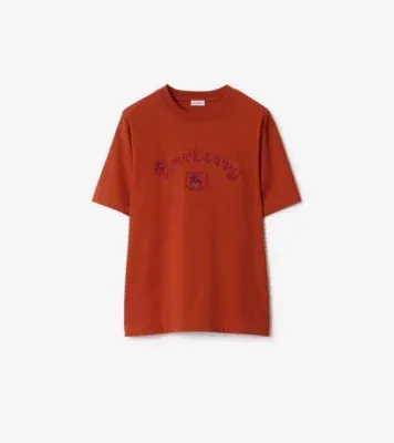 Gothic Logo Cotton T-shirt in Fire orange