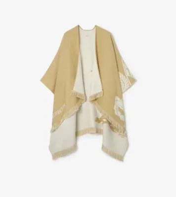 Knight Wool Silk Cashmere Cape in Sand beige