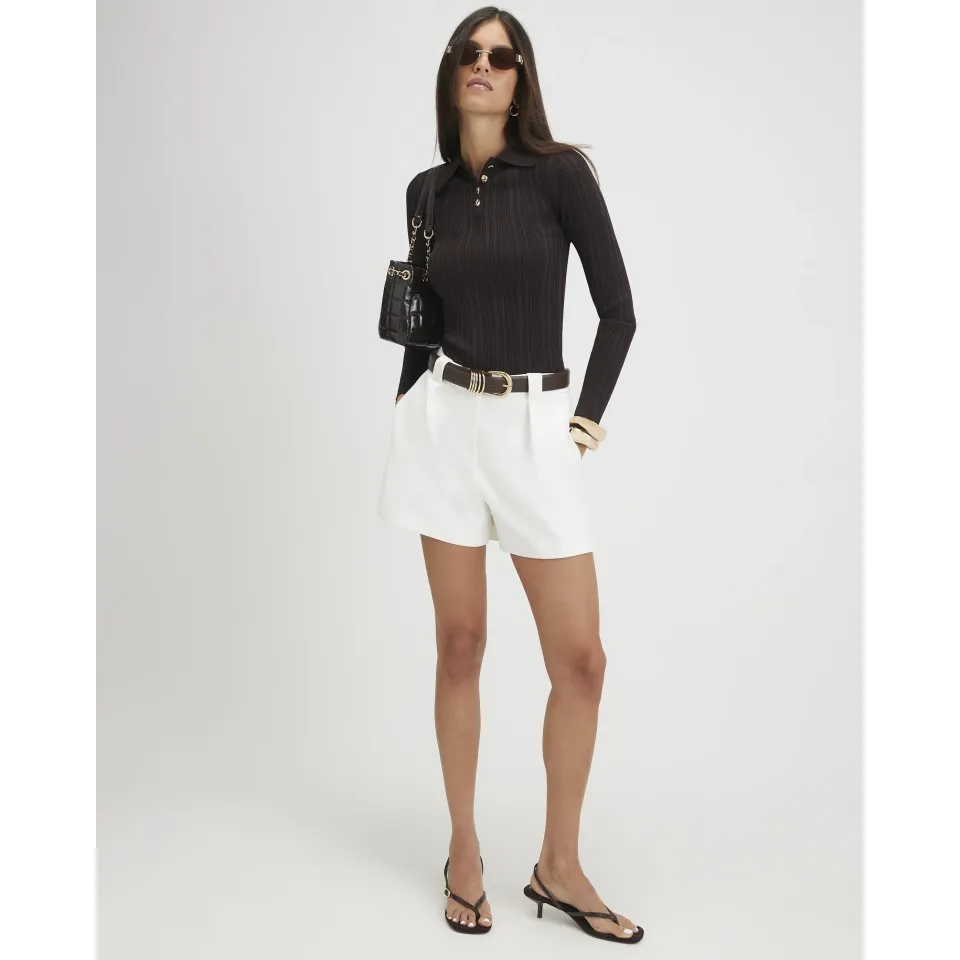 Knit Long Sleeve Polo Top