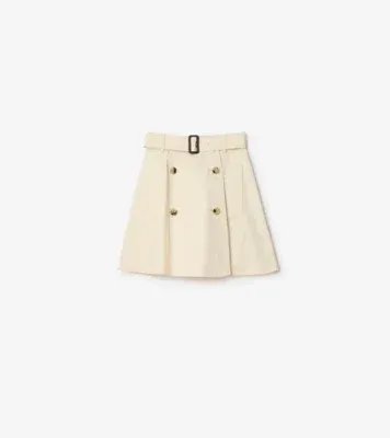 Gabardine Trench Mini Skirt in Ceramic white