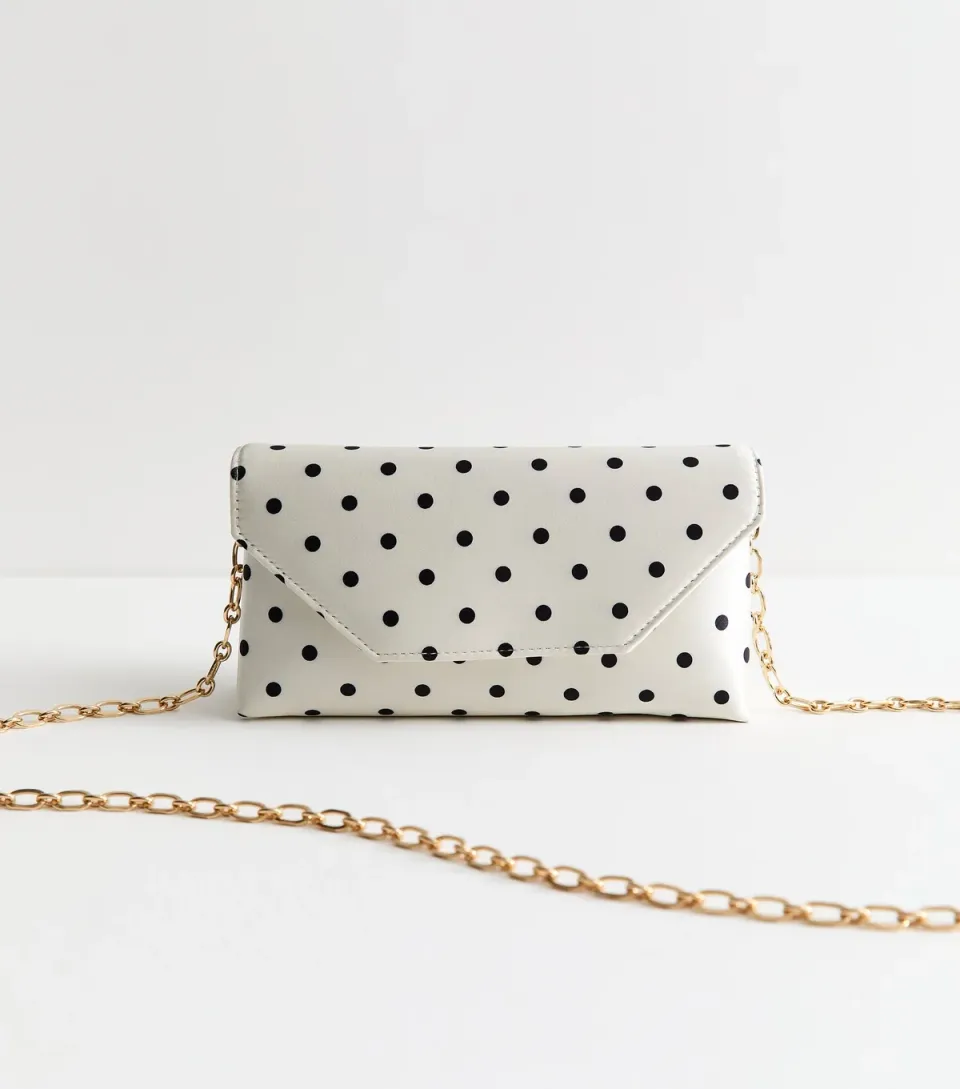 Black Polka Dot Envelope Clutch Bag