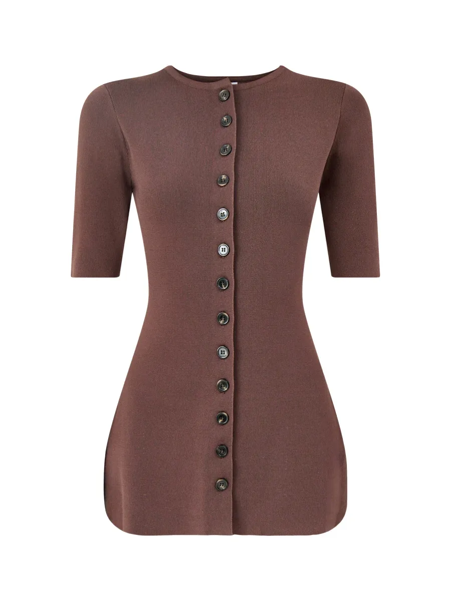 Lilah Longline Knit Short Sleeve Cardigan