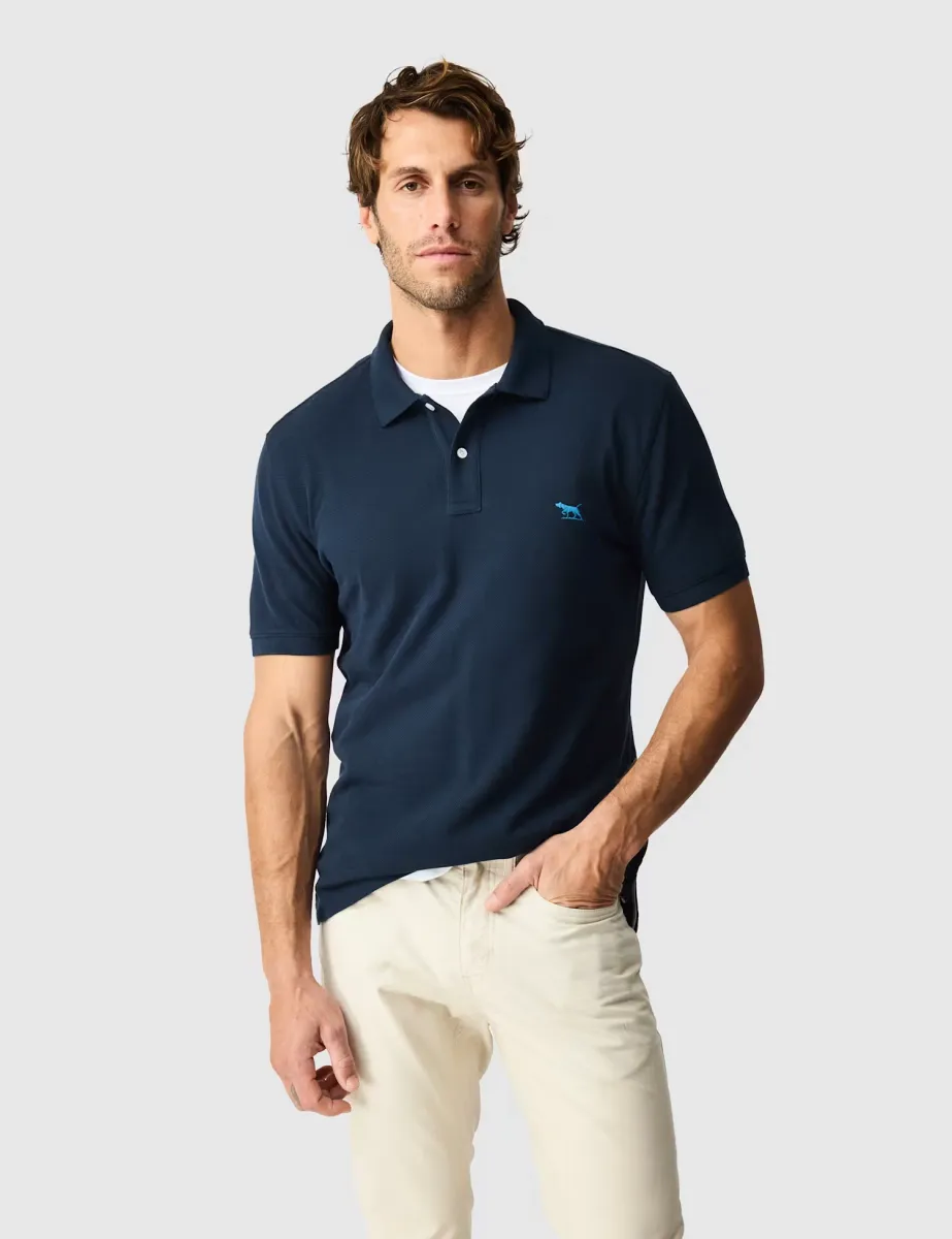 Gunn Slim Fit Pure Cotton Polo Shirt Dark Indigo