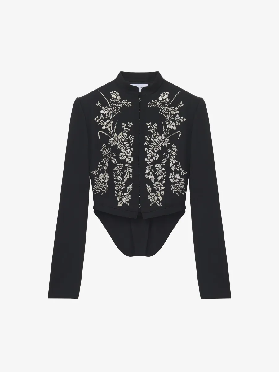 Floral Embroidery Cropped Jacket