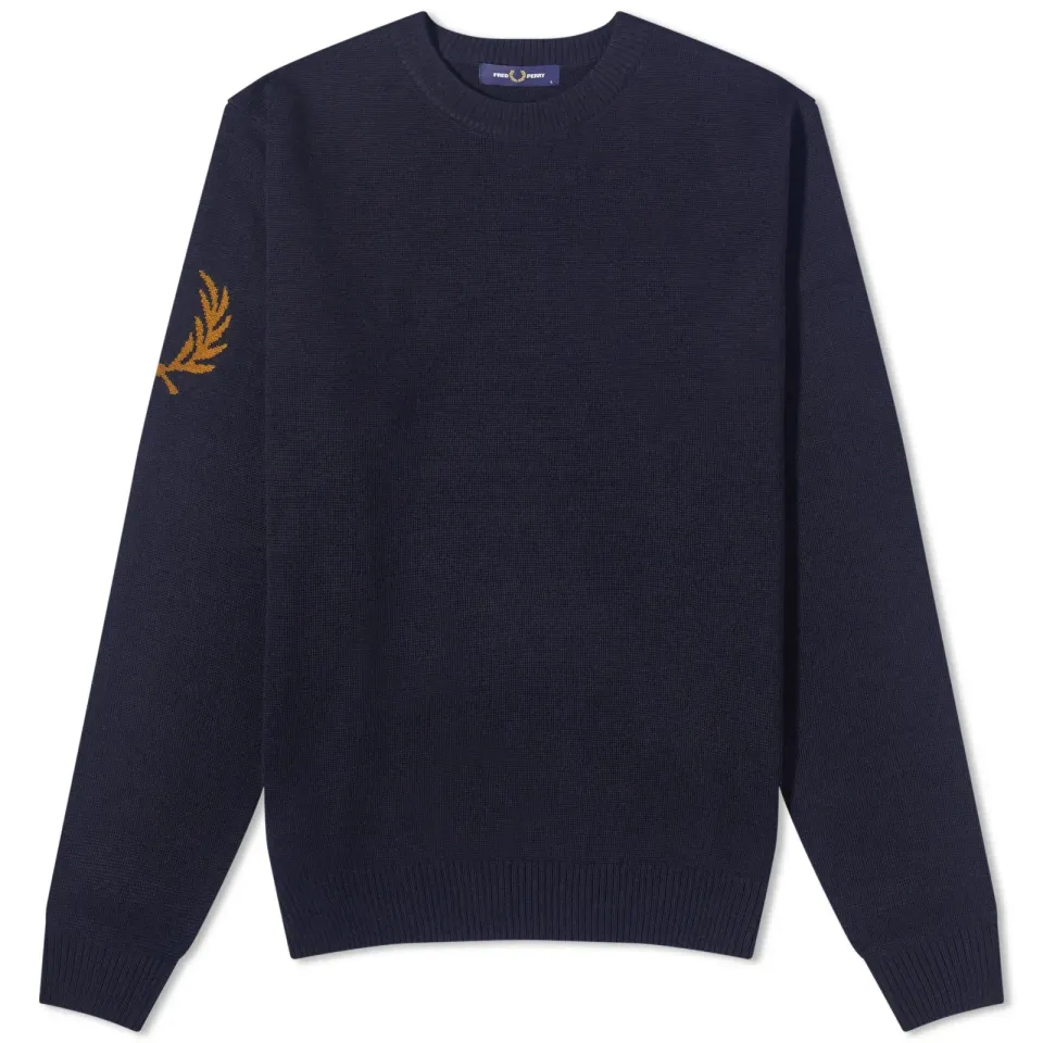 Intarsia Laurel Wreath Crew Neck Knit