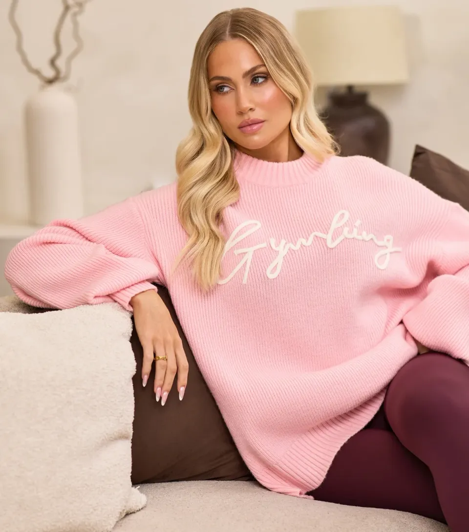 Women's Light Pink Rib Knit Sweatshirt