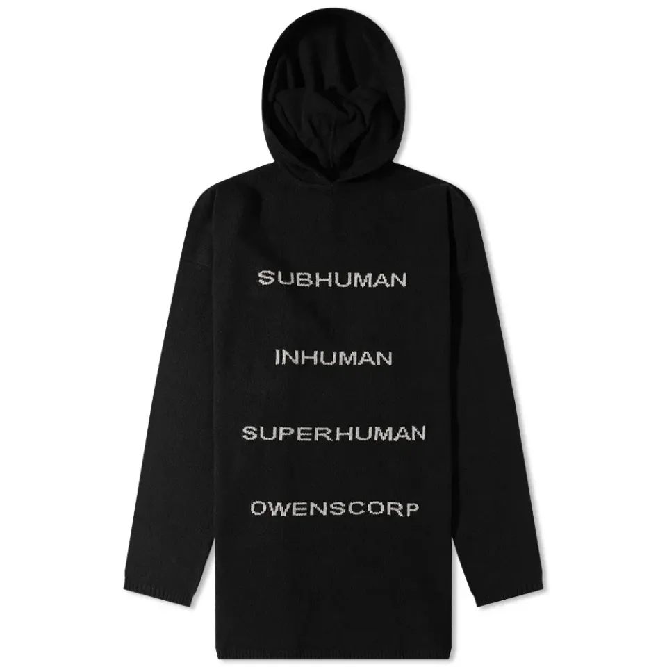 Hooded Slogan Knit