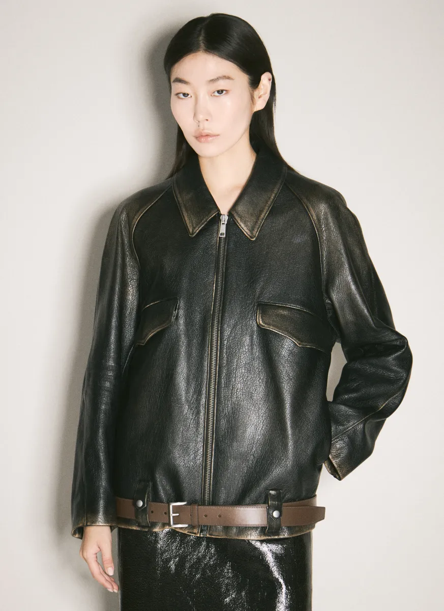 Leather Blouson Jacket